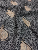 Grey Color Soft Pashmina Shawls with Resham Aari Work | Light Weight Shawls | Kashmiri Pashmina Shawls | Ships from California