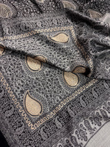 Grey Color Soft Pashmina Shawls with Resham Aari Work | Light Weight Shawls | Kashmiri Pashmina Shawls | Ships from California
