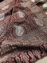 Dark Beige Color Soft Pashmina Shawls with Resham Aari Work | Shawls and Wraps | Kashmiri Pashmina Shawls | Woolen Stolens