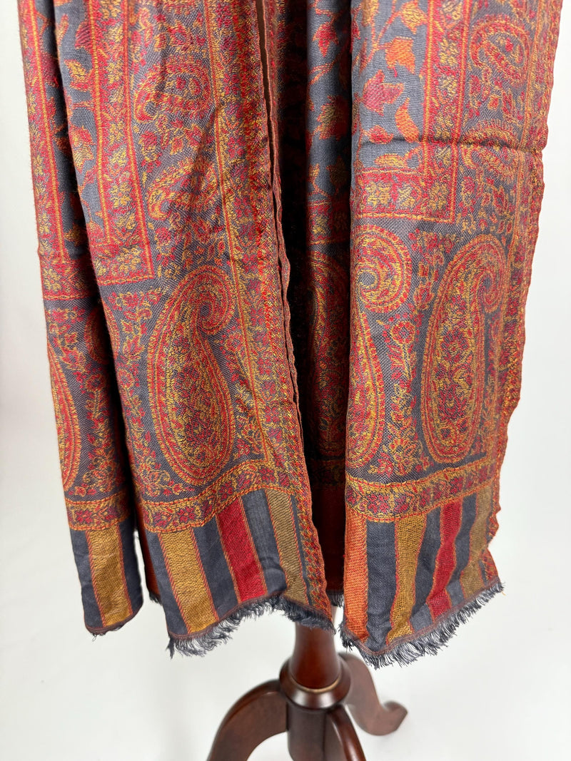 Light Grey Color Viscose Blend Wool Stole Shawl | Chinar Leaves Pattern with Parsley Design | Soft Shawl, Stoles and Wraps