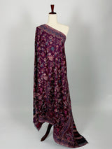 Eggplant Purple Color Premium Wool Kani Weave Cashmere Shawl | Kani Weave Cashmere Wrap | Wool Stole and Shawl | Floral Jaal Shawls