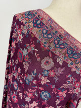 Eggplant Purple Color Premium Wool Kani Weave Cashmere Shawl | Kani Weave Cashmere Wrap | Wool Stole and Shawl | Floral Jaal Shawls