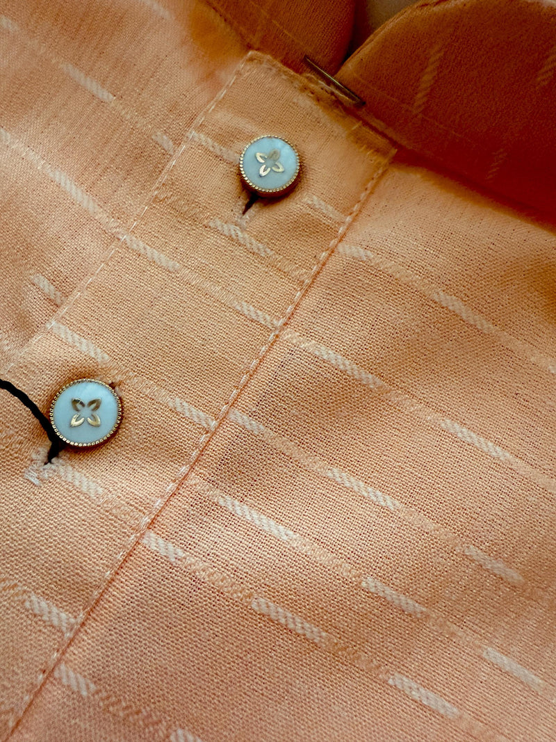 Light Peach Color Cotton Silk Kurta with Resham Zari Stripes | Mens Kurta Pajama Set | Mens Ethnic Wear | Ships from California