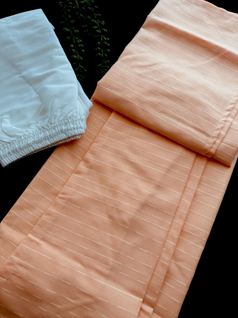 Light Peach Color Cotton Silk Kurta with Resham Zari Stripes | Mens Kurta Pajama Set | Mens Ethnic Wear | Ships from California