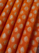 Handmade Orange Color Banarasi Kora Organza Silk Saree with Meenakari Floral Border Work | Banarasi Light Weight Sarees