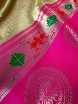 Statement Gold Color Paithani Banarasi Soft Silk Saree with Tanchoi Meenakari Work | Banarasi Soft Saree | Paithani Sarees