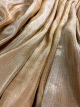 Statement Handmade Champagne Color thin Striped Banarasi Satin Tissue Silk Saree