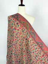 Light Beige Color Pure Pashmina Kani Weave Kashmiri Shawl | Kani Weave Cashmere Wrap | Floral Cashmere Shawl | Cashmere Stole | Wedding Gift