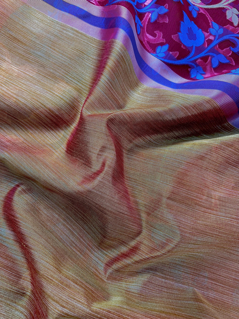 Handmade Pink Color Organza Muslin Tantuja Jamdani Saree | Jamdani Saree in Pink Color | Ships from California