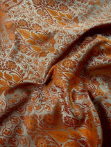 Beige Gold with Copper and Mustard Gold Striped Saree |  Banarasi Mashru Soft Silk with Tanchoi Saree and Jamawar Pallu | Resham Zari Weaved