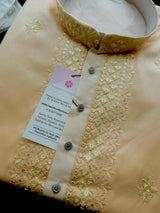 Ombre Yellow Color Kurta with Emberiodey and Sequin | Soft Silk with Lining | Haldi Kurta | Wedding and Party Wear Kurta for Men