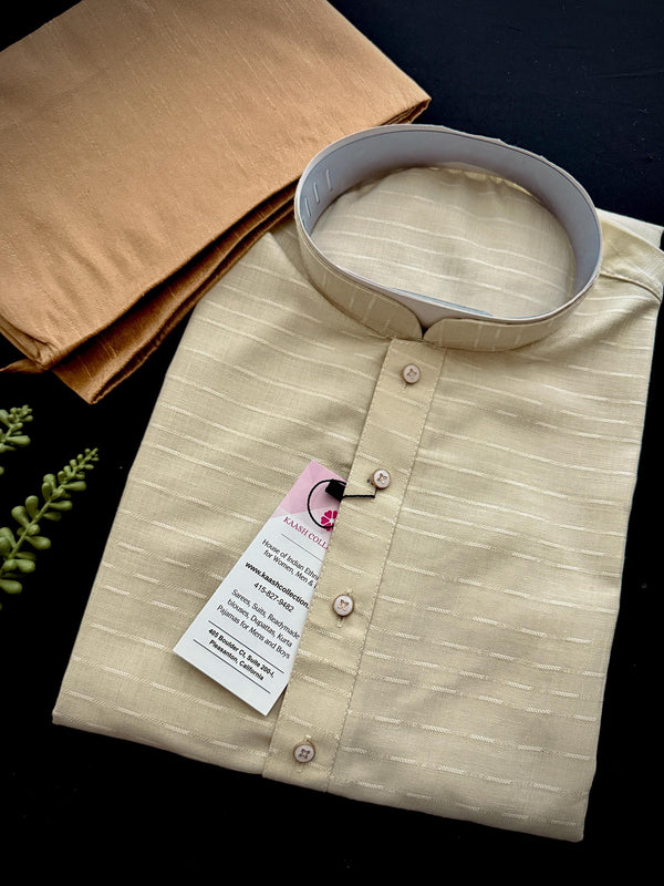 Beige Color Cotton Silk Kurta Pajama for Men | Gift For Him | Light Weight Kurta for Men