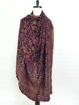 Purple Kashmiri Wool Shawl in Kani Weave traditional Pattern | Eggplant Purple Color Cashmere Wrap | Wool Shawl for Gift