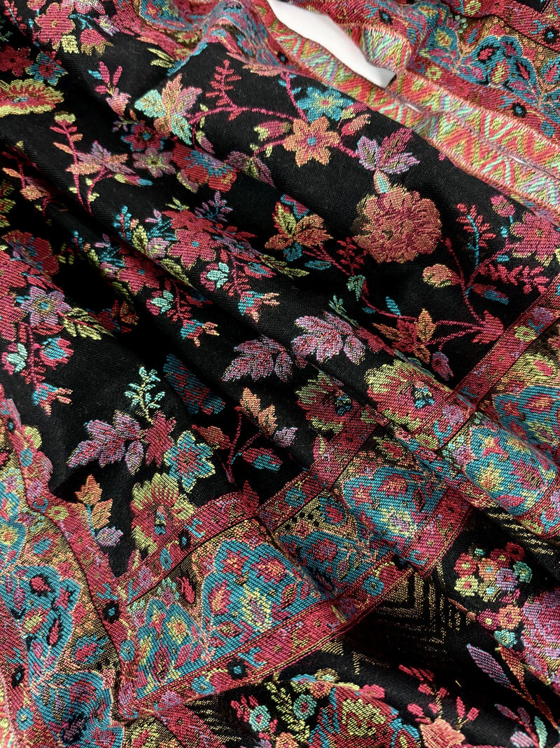 Black Color Premium Pashmina Kani Weave Kashmiri Shawl | Kani Weave Cashmere Wrap | Wool Stole and Wraps | Ships from California