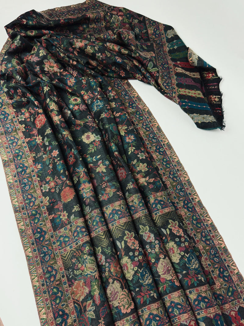 Grey Color Premium Pashmina Kani Weave Kashmiri Shawl | Kani Weave Cashmere Wrap | Wool Stole and Wraps | Ships from California
