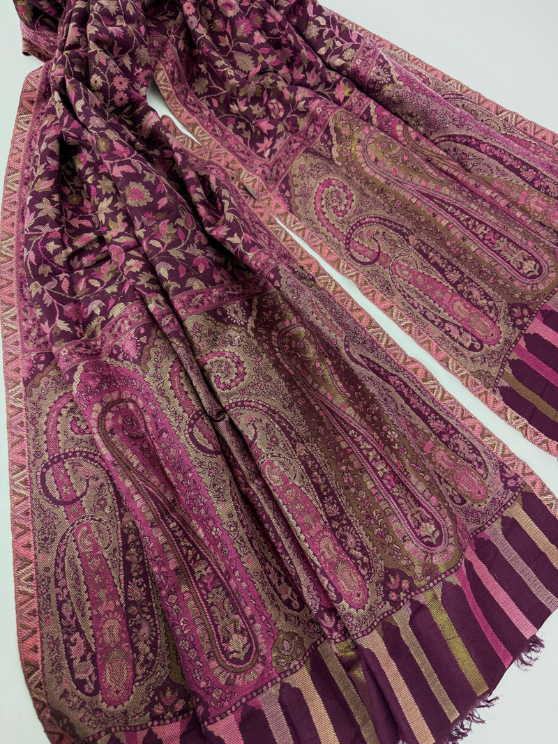 Purple Kashmiri Kani Jaal Weave | Purple Color Cashmere Wrap | Wool Shawl for Gift | Luxury Gifts for Weddings | Kani Weave Shawl