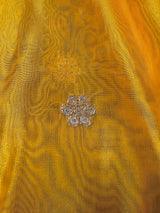 Yellow  Color Soft Organza Dupatta with Embroidery, Sequin and Zari on Borders with small buttis | Dupatta ships from Califonia