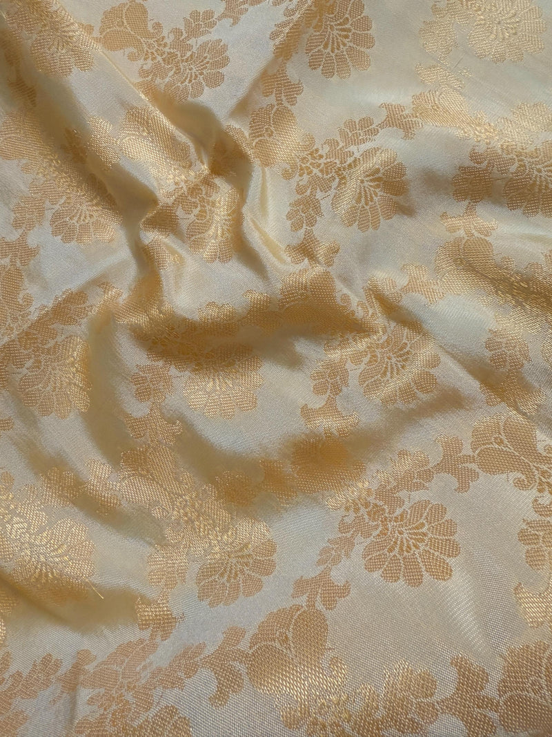 Unisex Cream Off White Color Floral Jaal Soft Banarasi Silk Dupatta | Light Weight | Indian Dupatta | Stole | Scarf | Stoles Men and Women