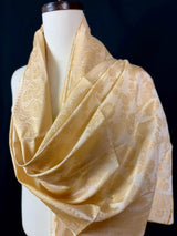 Unisex Cream Off White Color Floral Jaal Soft Banarasi Silk Dupatta | Light Weight | Indian Dupatta | Stole | Scarf | Stoles Men and Women