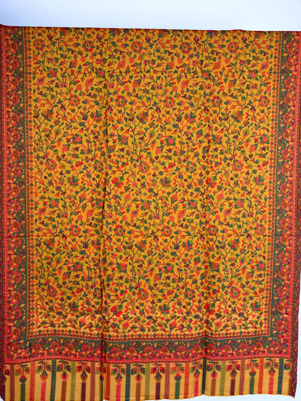 Mustard Yellow Pure Pashmina Kani Weave Kashmiri Shawl | Kani Weave Cashmere Wrap | Floral Cashmere Shawl | Cashmere Stole | Wedding Gift