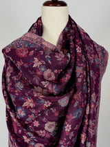 Eggplant Purple Color Premium Wool Kani Weave Cashmere Shawl | Kani Weave Cashmere Wrap | Wool Stole and Shawl | Floral Jaal Shawls