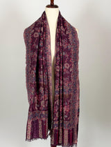 Eggplant Purple Color Premium Wool Kani Weave Cashmere Shawl | Kani Weave Cashmere Wrap | Wool Stole and Shawl | Floral Jaal Shawls