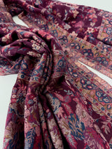 Eggplant Purple Color Premium Wool Kani Weave Cashmere Shawl | Kani Weave Cashmere Wrap | Wool Stole and Shawl | Floral Jaal Shawls