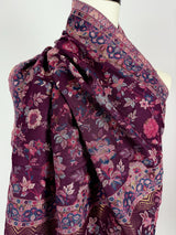 Eggplant Purple Color Premium Wool Kani Weave Cashmere Shawl | Kani Weave Cashmere Wrap | Wool Stole and Shawl | Floral Jaal Shawls