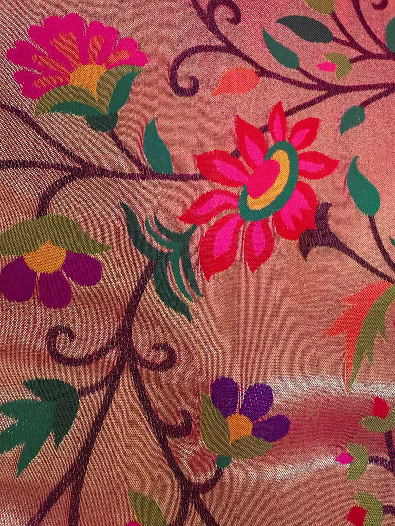 Mango Yellow and Pink Color Paithani Saree | Banarasi Soft Silk Saree in Mango Yellow Color