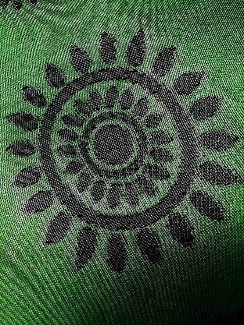 Handmade Green Color Saree with Temple Border  | Cotton Silk Sarees | Soft Cotton Silk Saree with Meenakari | Ships from California