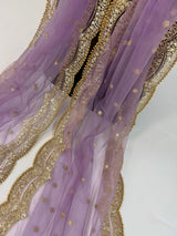 Muted Lavender net dupatta with gold zari, sequin & beads — Kaash Collection