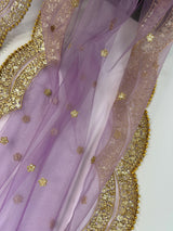 Muted Lavender net dupatta with gold zari, sequin & beads — Kaash Collection