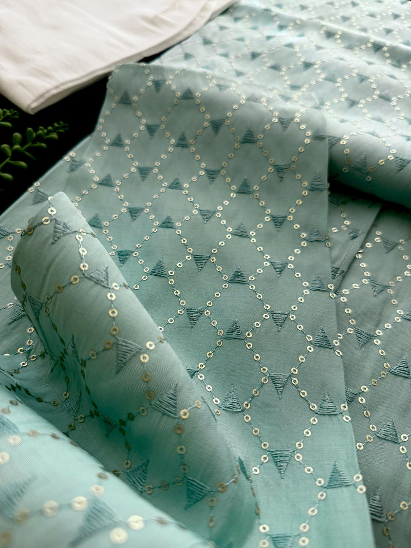 Pastel Sea Green Designer Kurta with Emberiodery and Sequins | Pastel Color Mens Kurta | Wedding and Party Wear Kurta