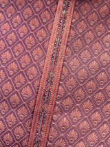 Coral Peach Color with undertone of Purple Kurta with Self Embroidery and Tiny Zari Buttis | Designer Kurta Pajama Set for Men