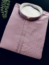 Pastel Lavender Color Kurta with Self Embroidery and Tiny Zari Buttis | Designer Kurta Pajama Set for Men | Wedding & Party Wear