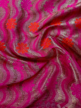 Peach Color Soft Cotton Silk Saree with Floral Buttas | Zari Weaving buttas with Banarasi Borders with Antique Zari | Soft Cotton Silk Saree
