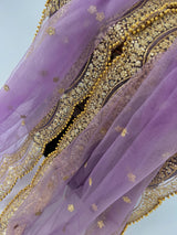 Muted Lavender net dupatta with gold zari, sequin & beads — Kaash Collection