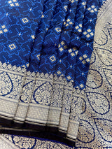 Blue Color Soft Banarasi Silk Saree with Sliver Color Zari Weave | Wedding, Party Wear Sarees | Ships from California