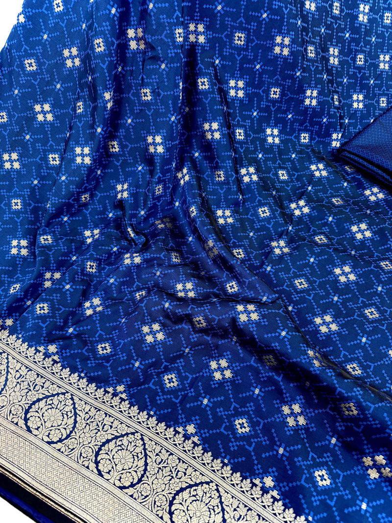 Blue Color Soft Banarasi Silk Saree with Sliver Color Zari Weave | Wedding, Party Wear Sarees | Ships from California