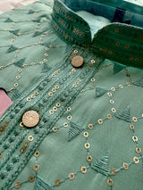 Pastel Sea Green Designer Kurta with Emberiodery and Sequins | Pastel Color Mens Kurta | Wedding and Party Wear Kurta