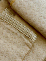 Silk Cream Gold Men Kurta Pajama with Embossed Weave Work | Mens Ethnic Wear | Indian Men Clothing USA | Wedding Wear Kurtas | Kurta Pajama