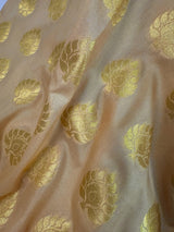 Biscuit Color Traditional Banarasi Silk Saree with Hot Pink Color Combination | Muted Gold Zari Weave