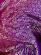 Purple Pink Silk Cotton Saree  | Soft Cotton Silk Sarees | Purple and Blue wide Border with Ambi Patterns