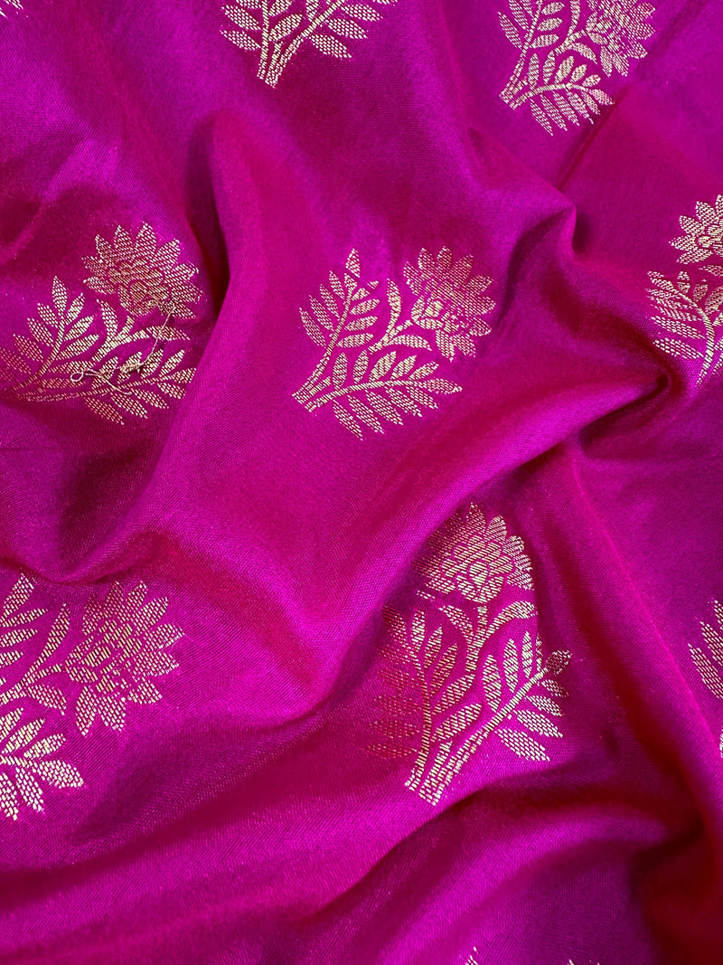 Purple Pink Silk Cotton Saree  | Soft Cotton Silk Sarees | Purple and Blue wide Border with Ambi Patterns