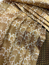 Off White with Black Traditional Banarasi Silk Handloom Saree with Muted Gold Antique Zari Weave | Floral Jaal Weaved