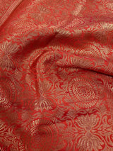 Peach Pink Dual Shade Soft Silk Saree with Paithani Style Borders | Muted Gold Zari Weave | Meenakari | Ships from California