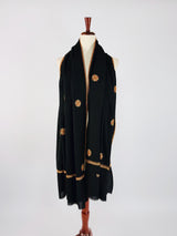 Black Color Pure Pashmina Needlework Kashmiri Light Weight Shawl Wrap | Pure Cashmere