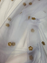 Grey Color Net Dupatta with Gold Zari, Sequin and Beads | Sequin Net Dupattas | Indian Dupatta for Lehanga