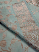 Statement Dull Dusty Blue Color Banarasi Semi Katan Silk Saree