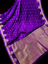 Purple Color Banarasi Satin Silk Saree | Party Wear Satin Saree